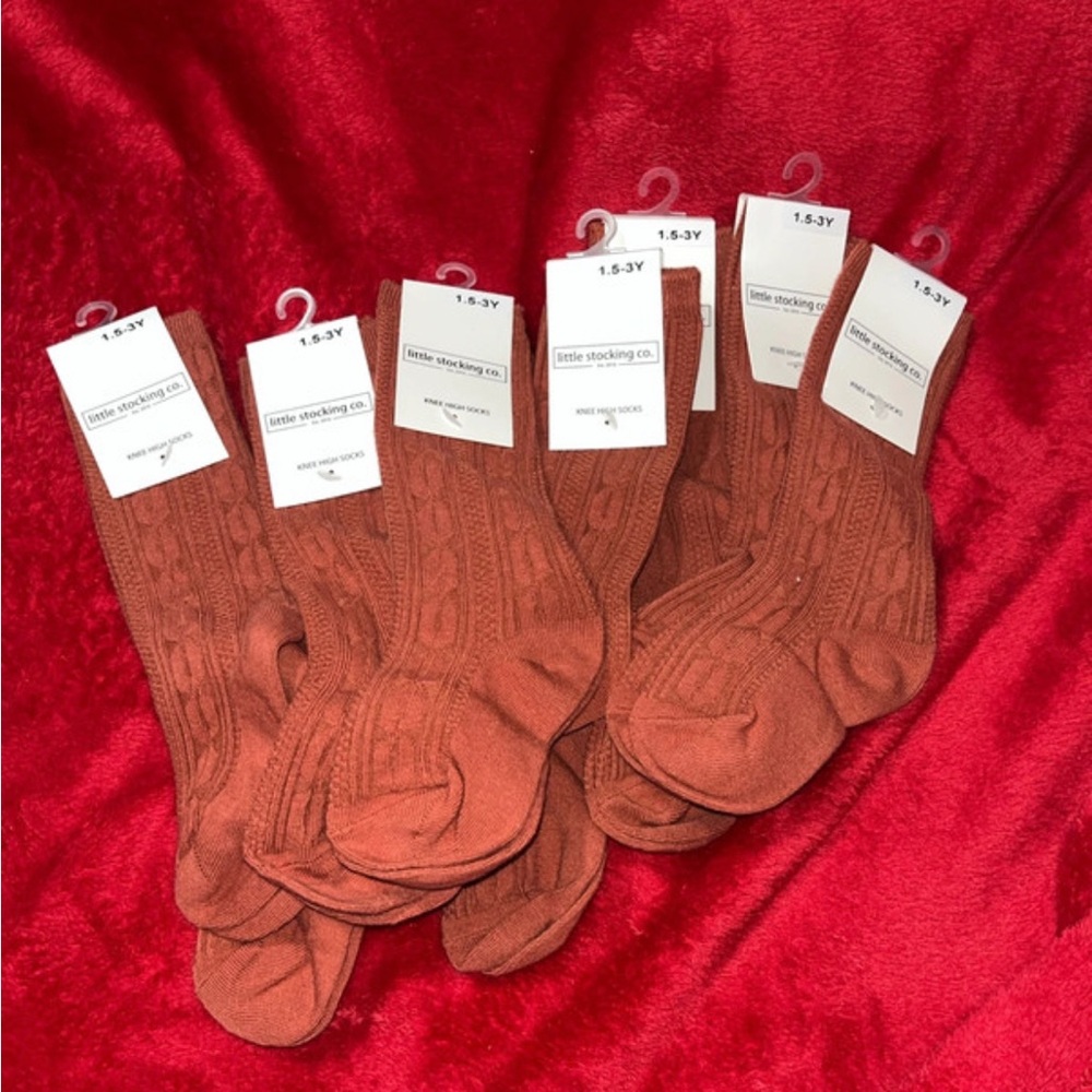 Little Stocking Co. Rust Cable-Knit Kids Socks - 1.5-3Y